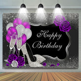 Ballon Und Blumen Silber Funkeln Geburtstag Hintergrund